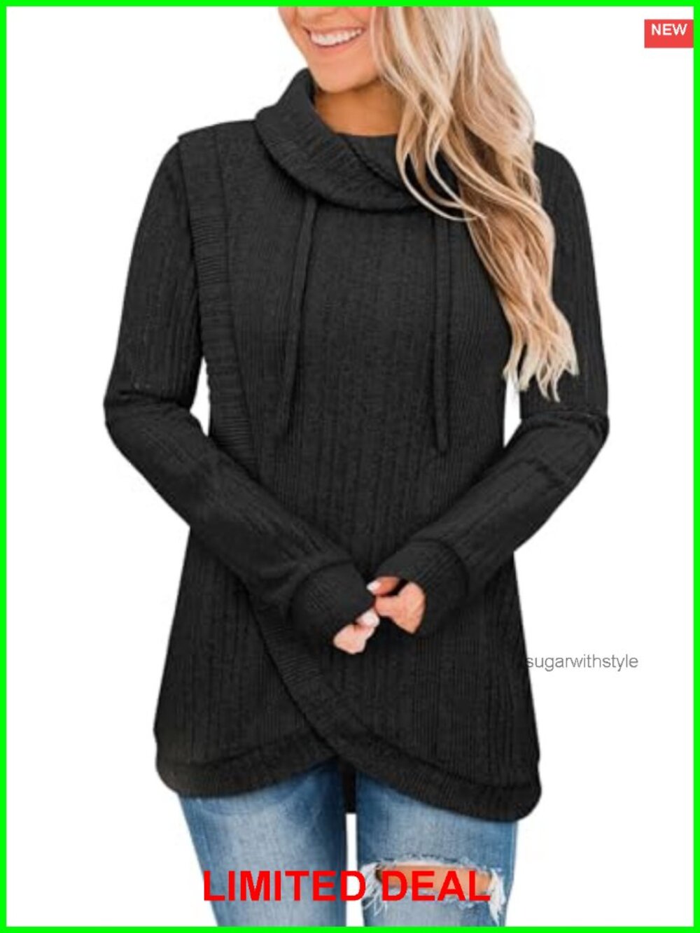 Turtleneck Tunic Sweater Pullover Loose Fit Lightweight Warm Women's